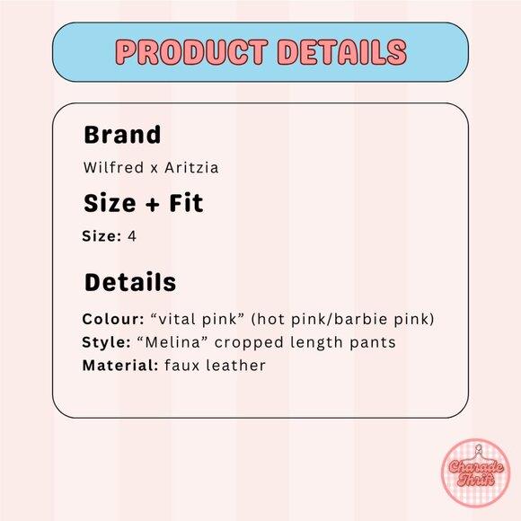 Wilfred x Aritzia "Melina" Vegan Leather Pants in Vital Pink - Picture 2 of 3